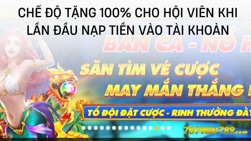 Chế độ tặng 100% cho hội viên khi lần đầu nạp tiền vào tài khoản